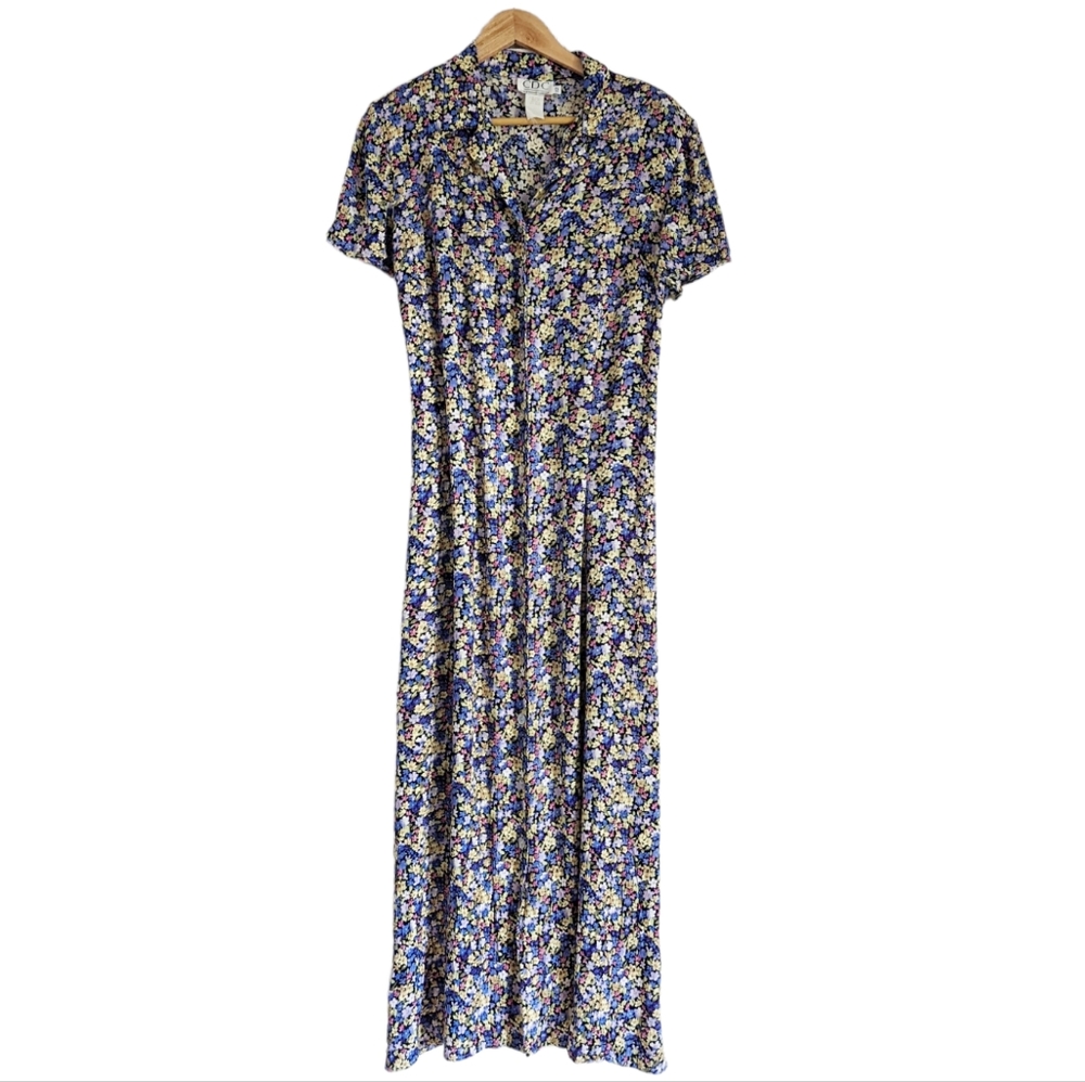 VTG 90's CDC Floral Sundress Tie Back Maxi Dress Size 12